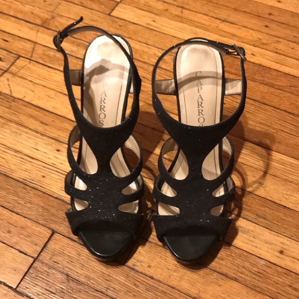 CAPARROS black strappy heeled sandals